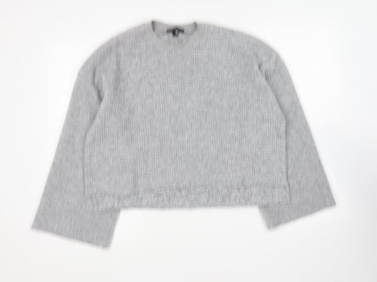 Topshop Womens Grey Round Neck Polyester Pullover Jumper Size 10