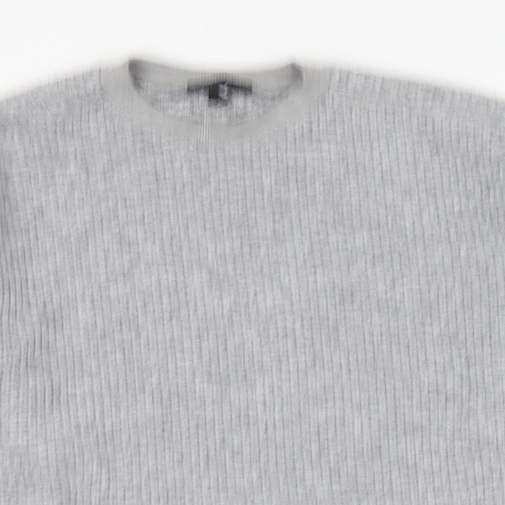 Topshop Womens Grey Round Neck Polyester Pullover Jumper Size 10