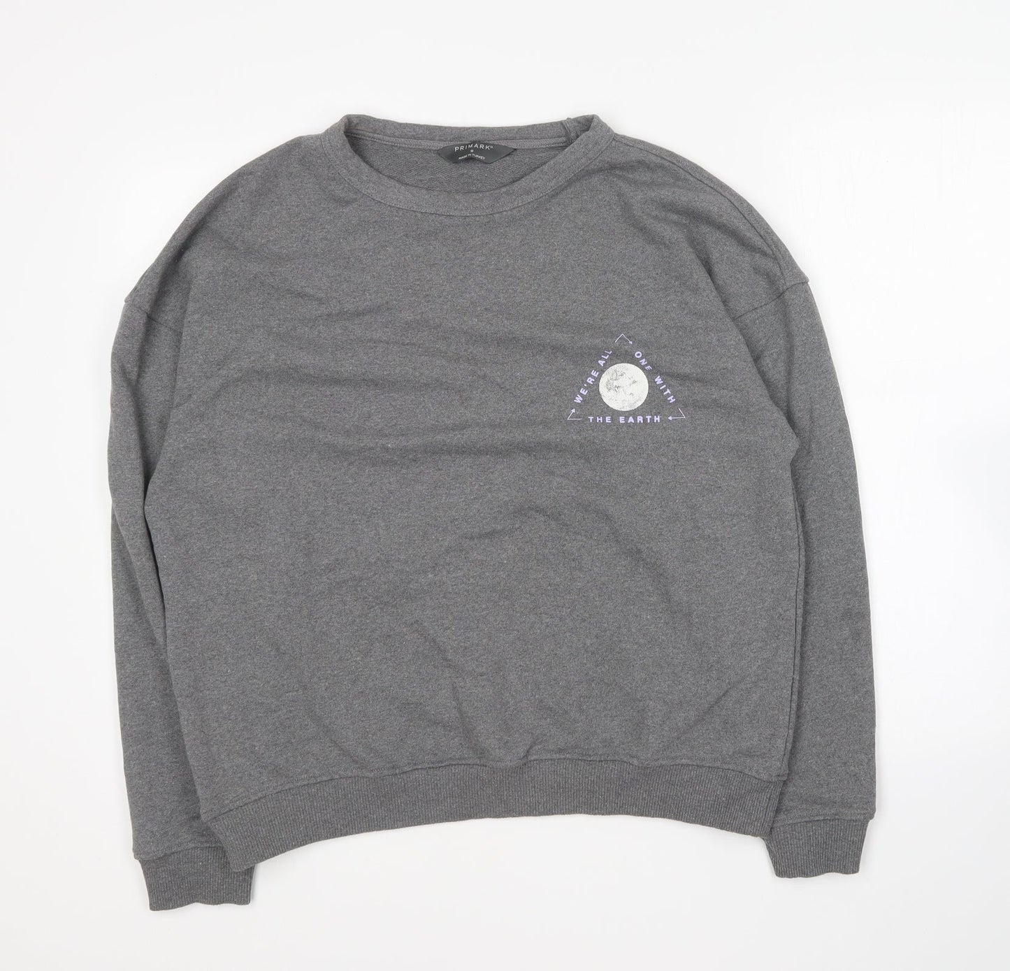 Primark Womens Grey Round Neck Cotton Pullover Jumper Size S