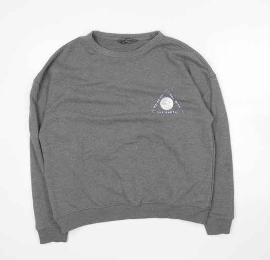 Primark Womens Grey Round Neck Cotton Pullover Jumper Size S