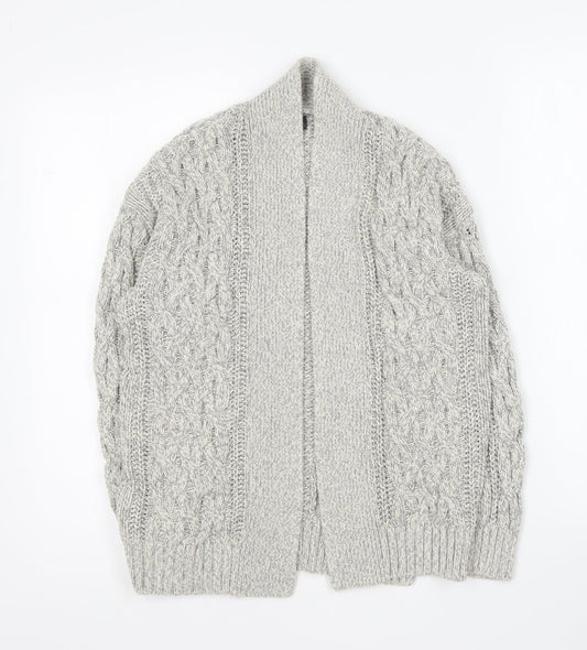 EDITION Womens Grey V-Neck Cotton Cardigan Jumper Size XS