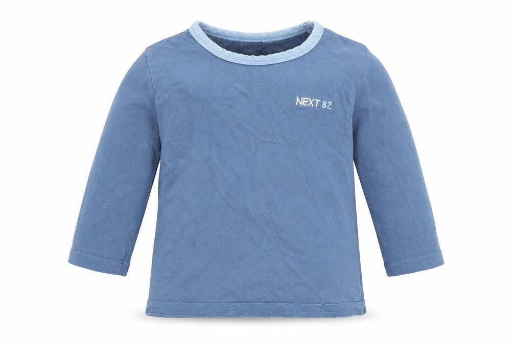 Next Boys Blue Cotton Basic T-Shirt Size 12-18 Months Round Neck