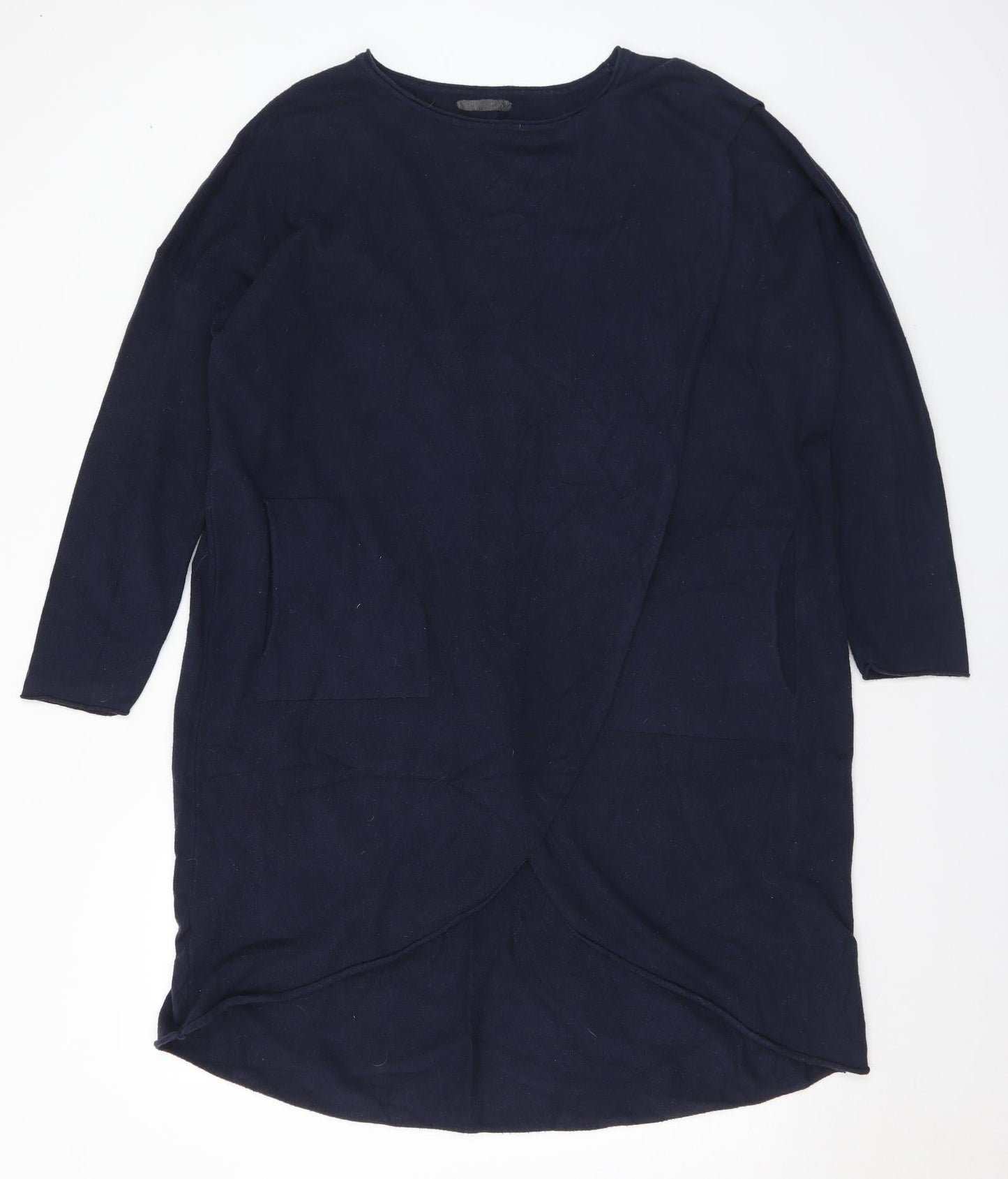 Preworn Womens Blue Viscose Jumper Dress Size L Round Neck