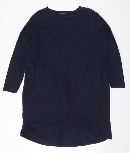 Preworn Womens Blue Viscose Jumper Dress Size L Round Neck