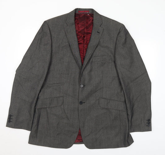 Burton Mens Grey Polyester Jacket Suit Jacket Size 42