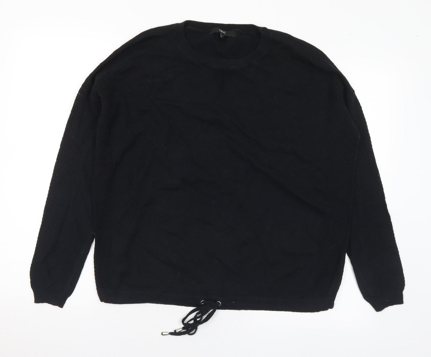 NEXT Womens Black Crew Neck Cotton Pullover Jumper Size 12