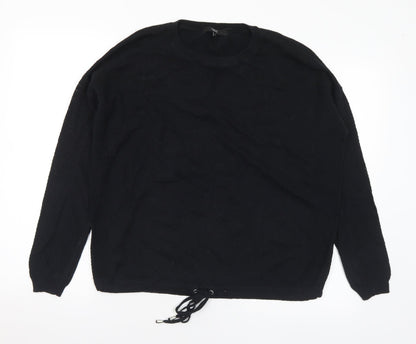 Next Womens Black Crew Neck Cotton Pullover Jumper Size 12