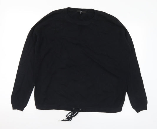 NEXT Womens Black Crew Neck Cotton Pullover Jumper Size 12