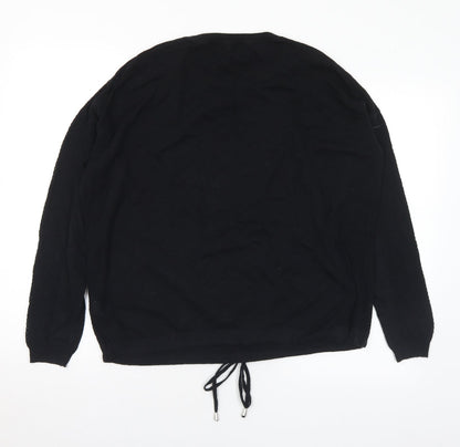 Next Womens Black Crew Neck Cotton Pullover Jumper Size 12