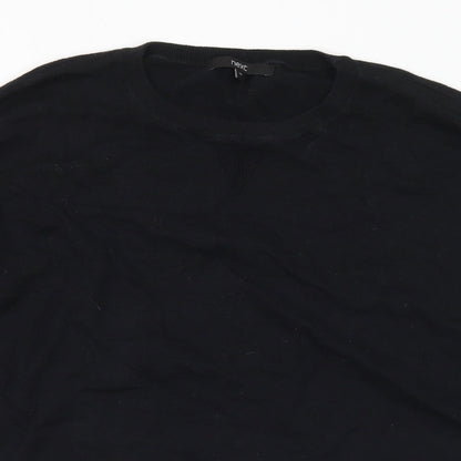 Next Womens Black Crew Neck Cotton Pullover Jumper Size 12