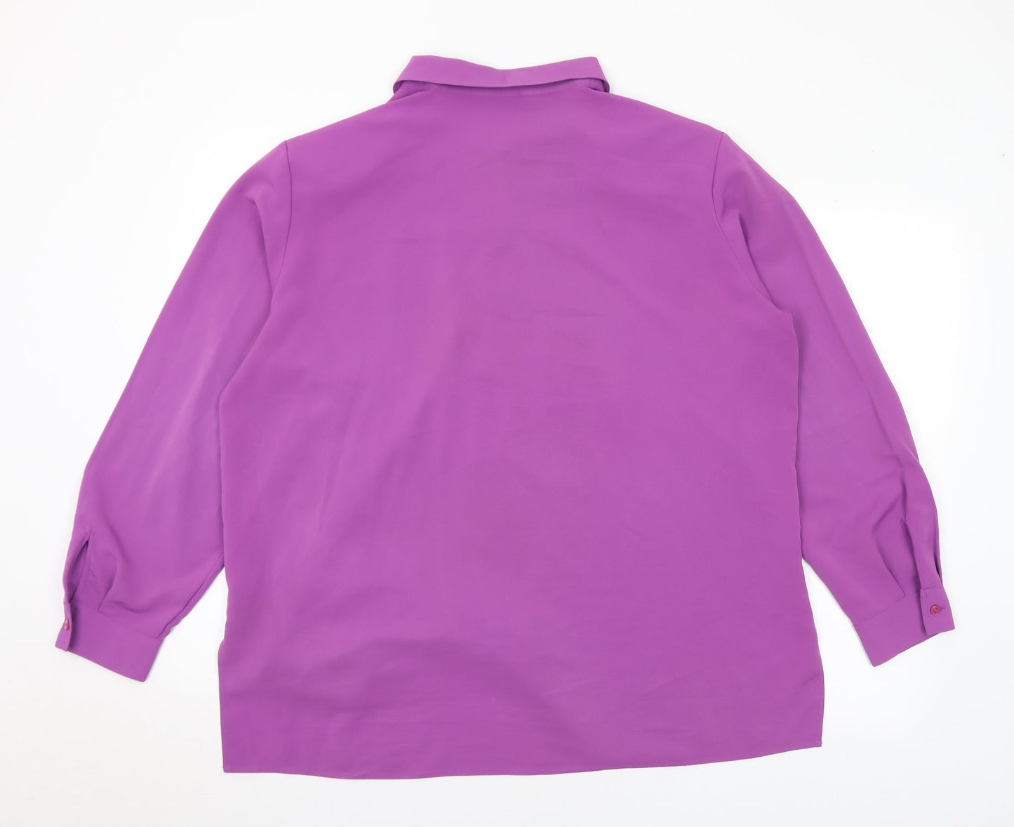 ELVI Womens Purple Floral Polyester Basic Blouse Size 18 Collared