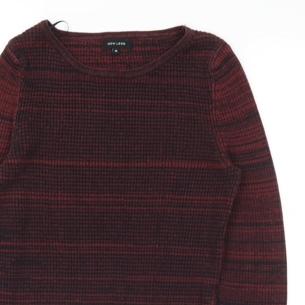 New Look Womens Black Round Neck Acrylic Pullover Jumper Size 14