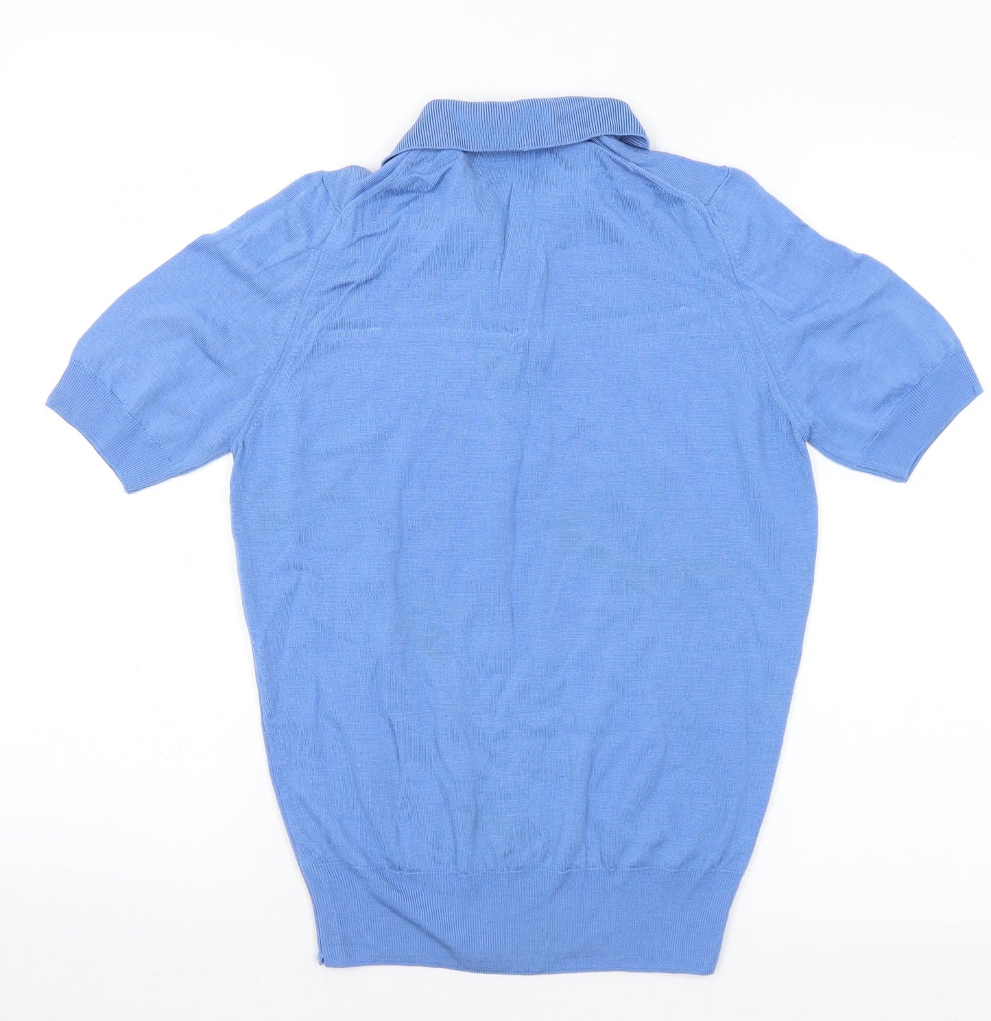 Preworn Womens Blue Collared Acrylic Pullover Jumper Size S - S/M