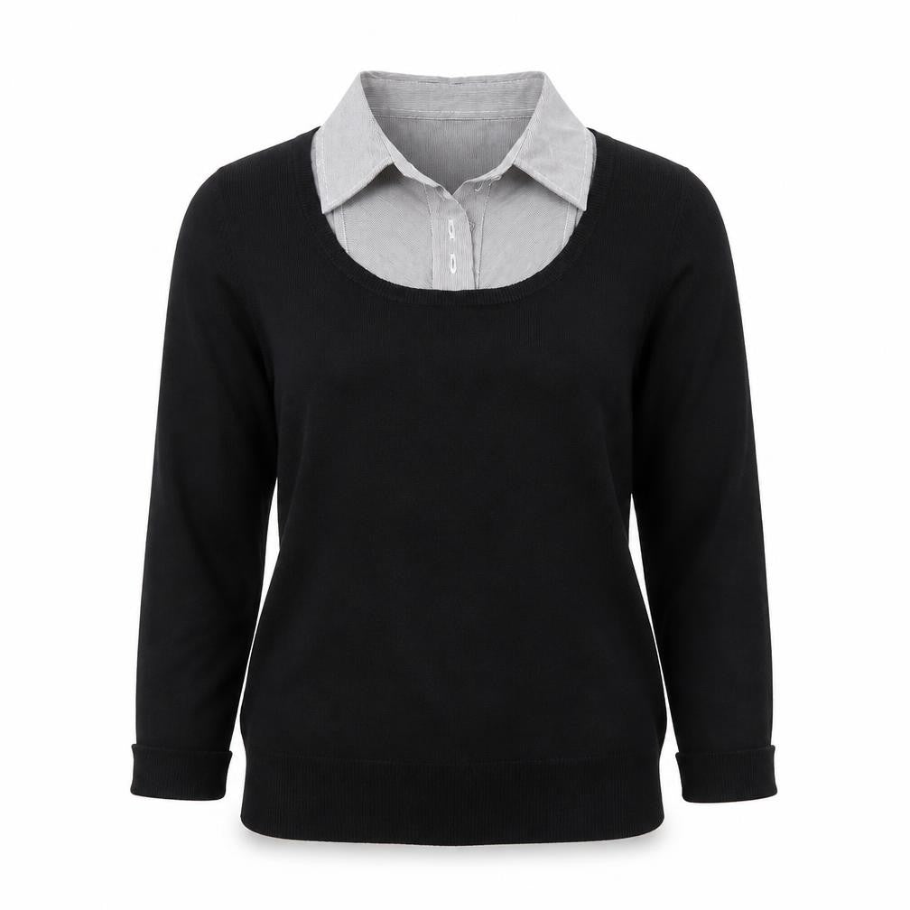 Marks & Spencer Womens Black Collared Polyester Pullover Jumper Size 10
