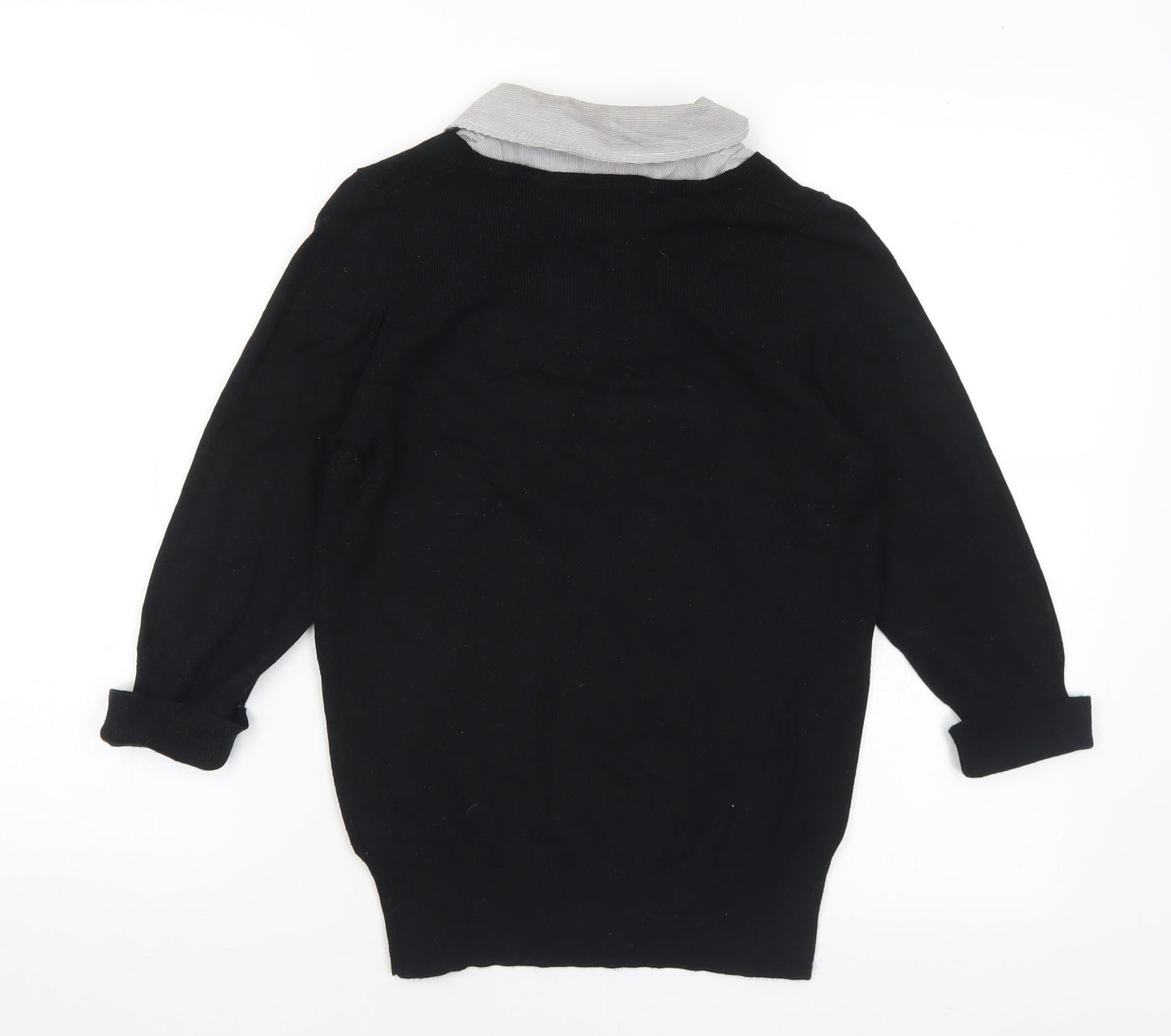 Marks and Spencer Womens Black Collared Polyester Pullover Jumper Size 10