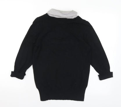 Marks & Spencer Womens Black Collared Polyester Pullover Jumper Size 10