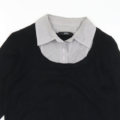 Marks & Spencer Womens Black Collared Polyester Pullover Jumper Size 10