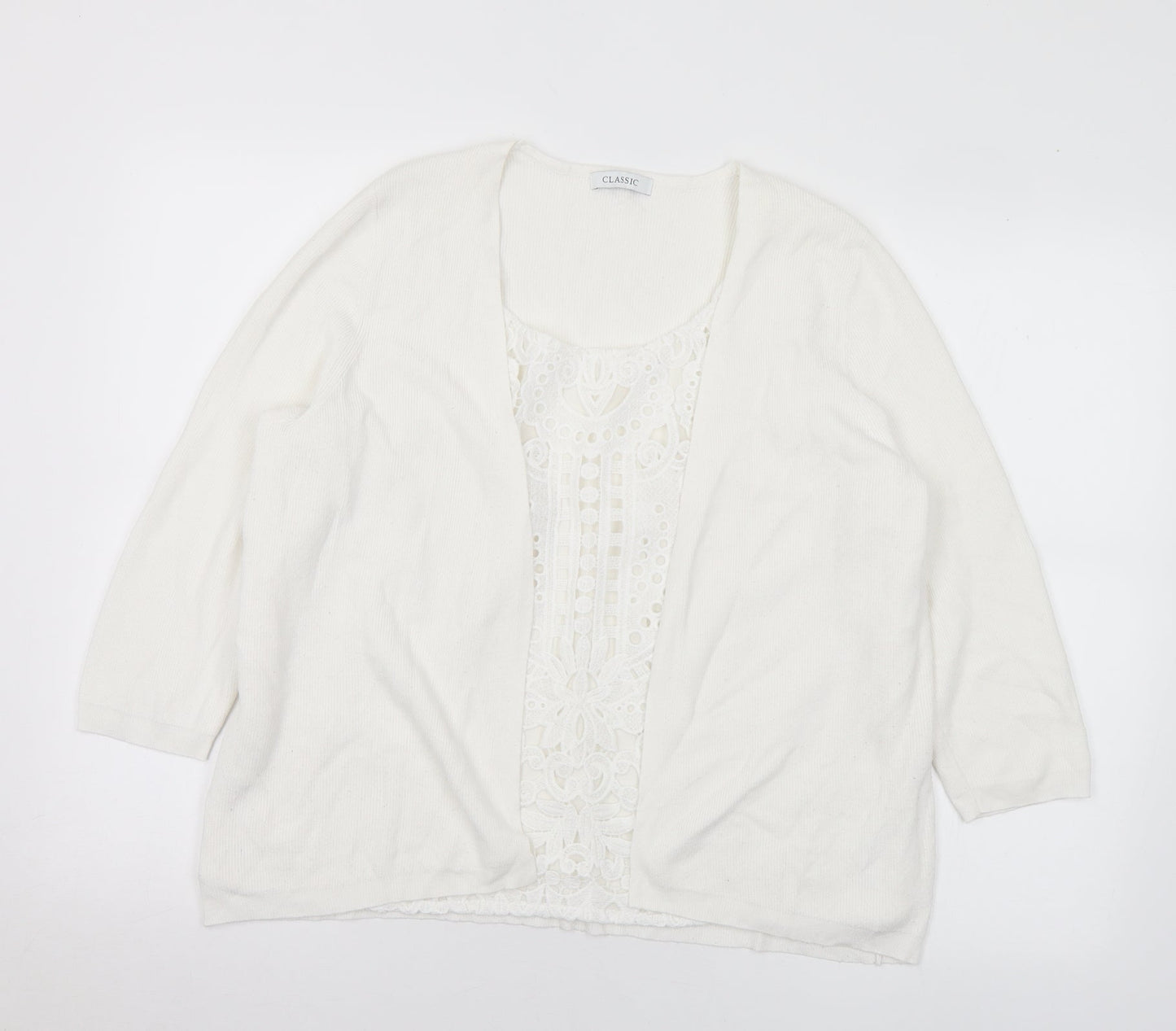 Marks and Spencer Womens White Round Neck Polyester Pullover Jumper Size 18