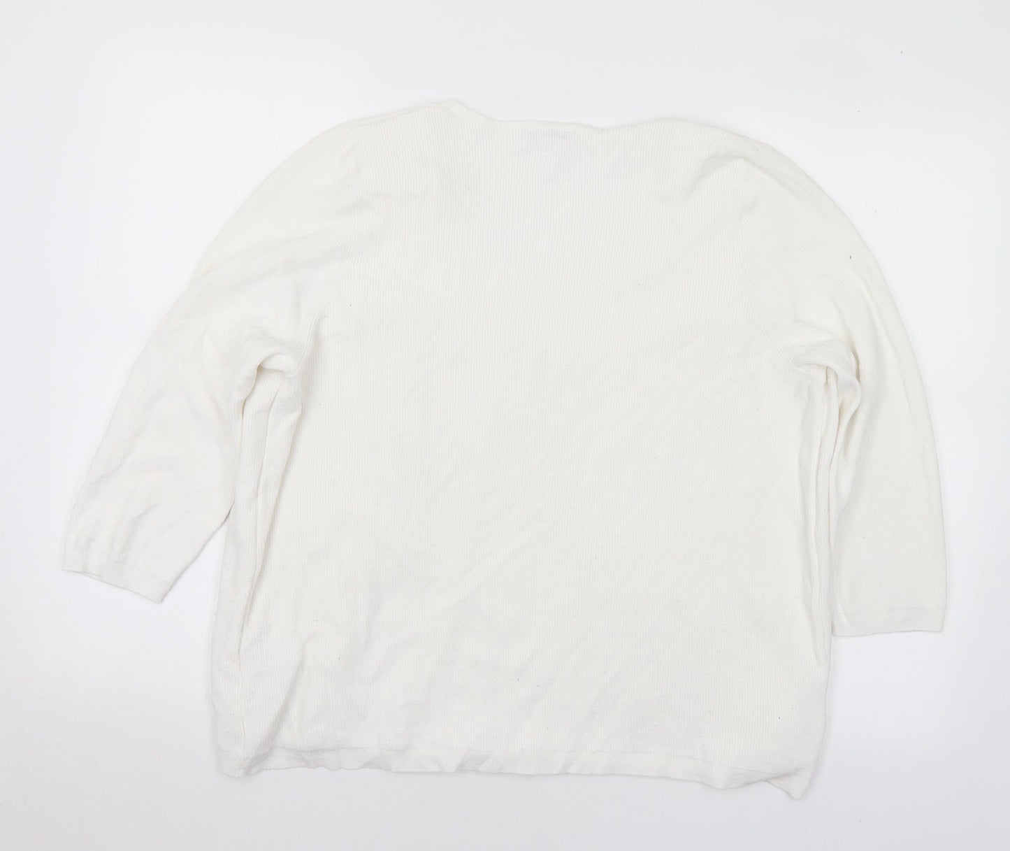 Marks and Spencer Womens White Round Neck Polyester Pullover Jumper Size 18