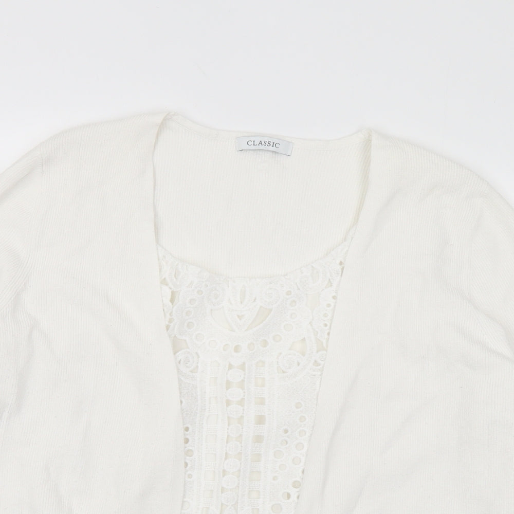 Marks and Spencer Womens White Round Neck Polyester Pullover Jumper Size 18