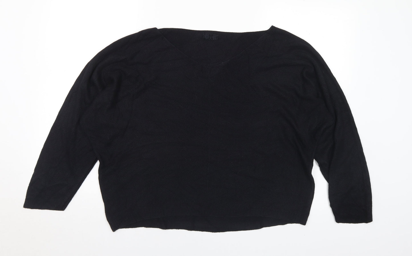 Preworn Womens Black V-Neck Acrylic Pullover Jumper Size M - M/L