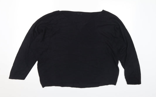 Preworn Womens Black V-Neck Acrylic Pullover Jumper Size M - M/L