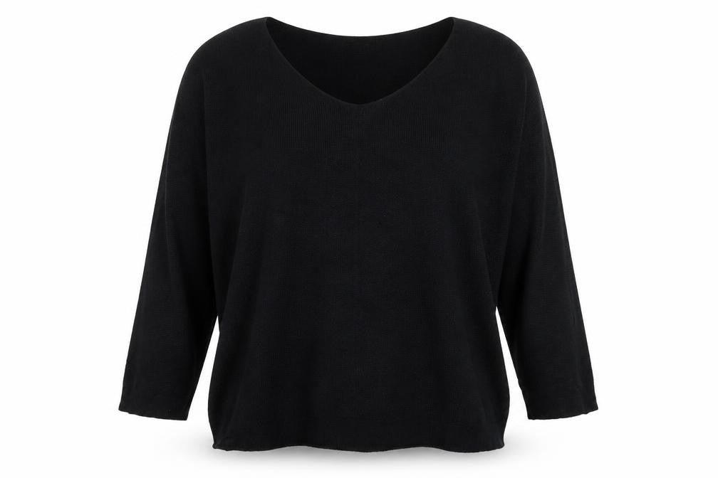 Preworn Womens Black V-Neck Acrylic Pullover Jumper Size M - M/L