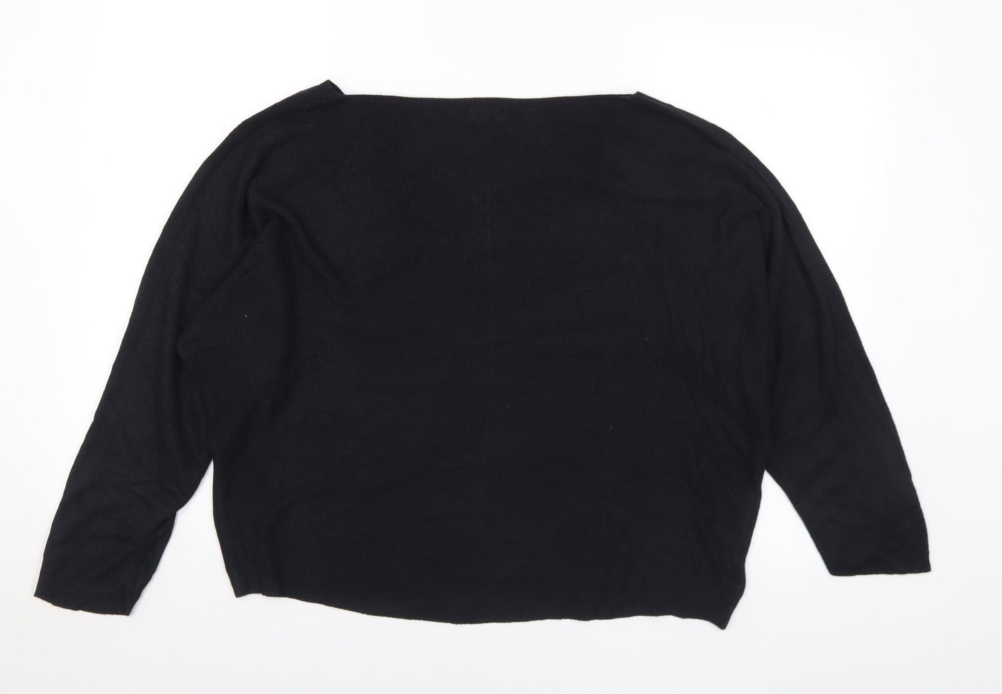 Preworn Womens Black V-Neck Acrylic Pullover Jumper Size M - M/L