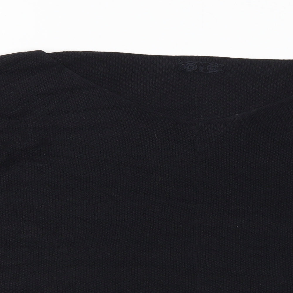 Preworn Womens Black V-Neck Acrylic Pullover Jumper Size M - M/L
