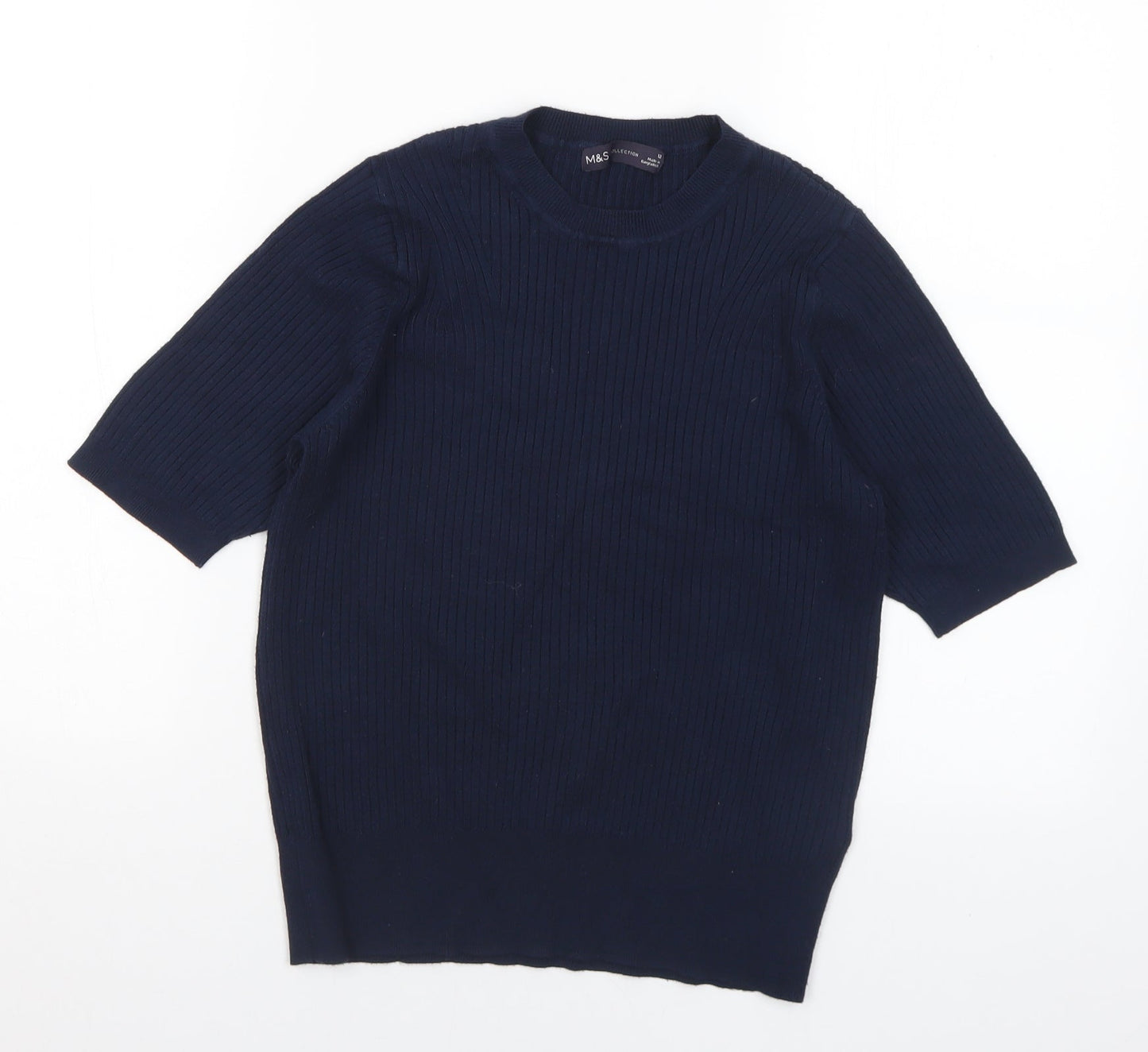 Marks and Spencer Womens Blue Mock Neck Viscose Pullover Jumper Size 12