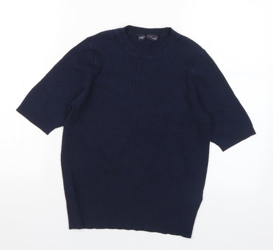 Marks and Spencer Womens Blue Mock Neck Viscose Pullover Jumper Size 12