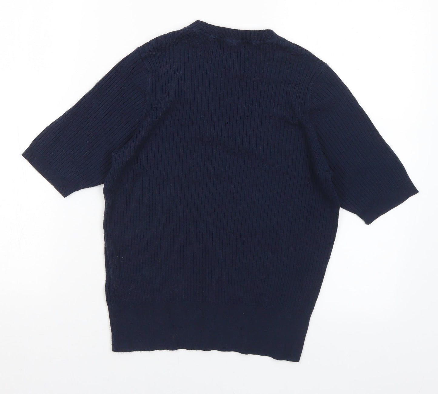 Marks and Spencer Womens Blue Mock Neck Viscose Pullover Jumper Size 12