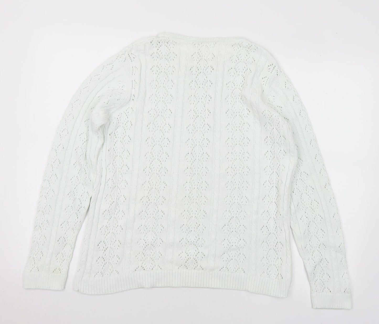 Jumper Womens Green Round Neck Cotton Pullover Jumper Size M - M/L