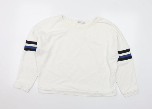 Zara Womens White Polyamide Pullover Sweatshirt Size M
