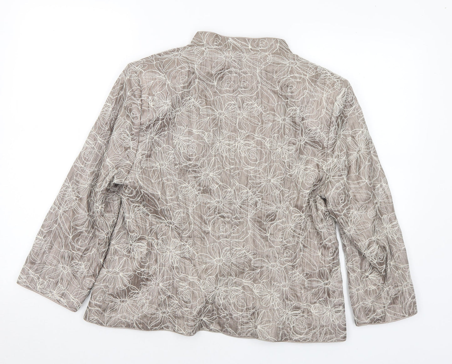 CC Womens Grey Floral Jacket Size 14 Button