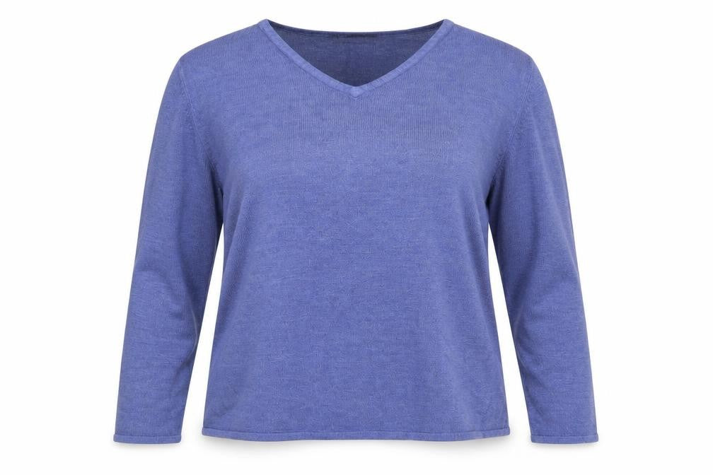 Bonmarché Womens Blue V-Neck Acrylic Pullover Jumper Size M