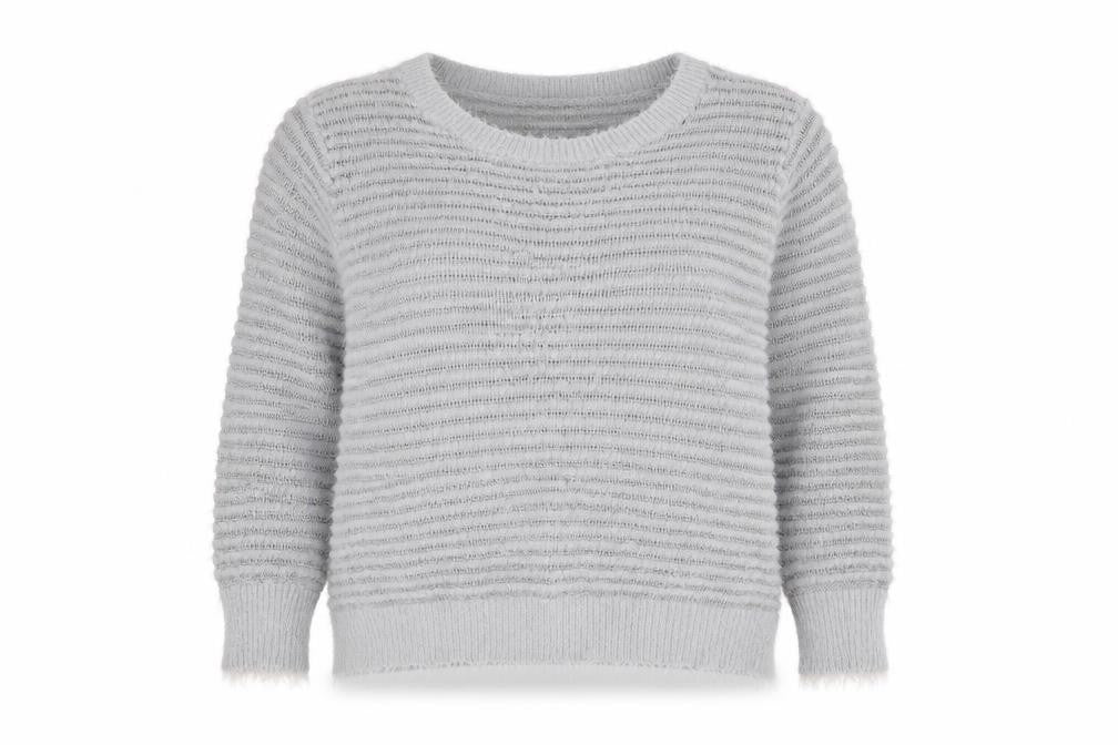 Select Womens Grey Round Neck Striped Nylon Pullover Jumper Size 18