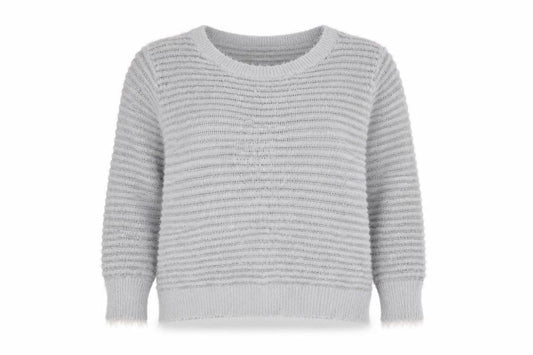 Select Womens Grey Round Neck Striped Nylon Pullover Jumper Size 18