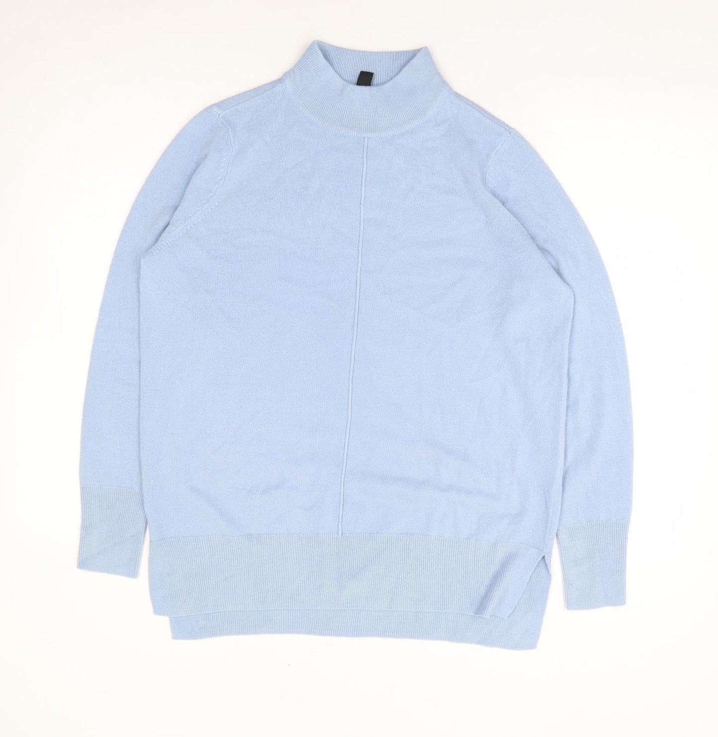 M&Co Womens Blue High Neck Acrylic Pullover Jumper Size 10