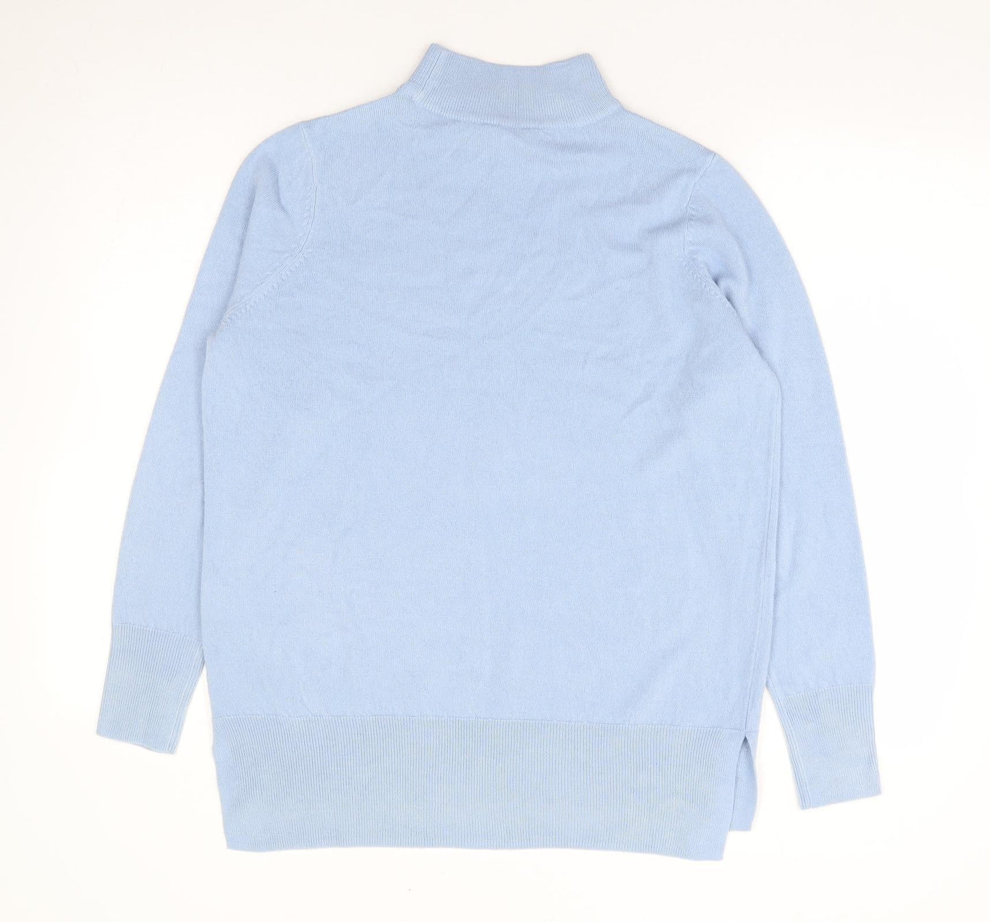 M&Co Womens Blue High Neck Acrylic Pullover Jumper Size 10