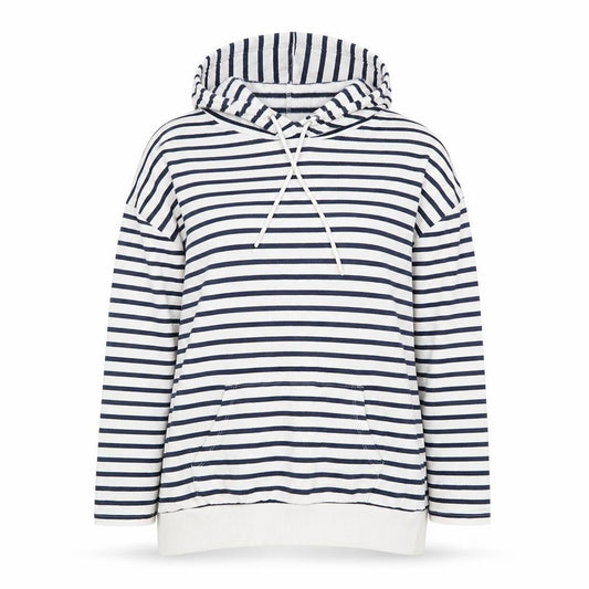 Papaya Womens Ivory Striped Cotton Pullover Hoodie Size S Pullover