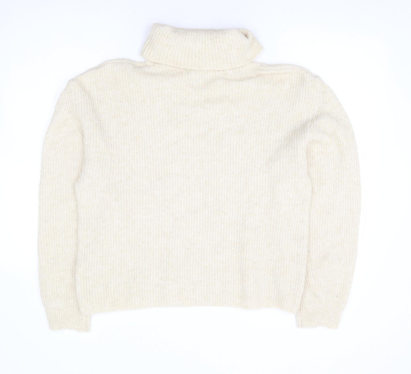 Topshop Womens Beige Roll Neck Polyester Pullover Jumper Size M