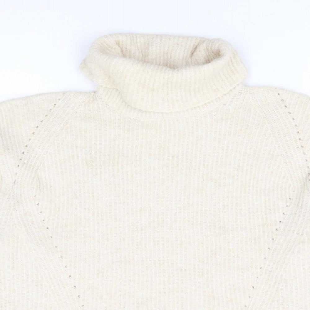 Topshop Womens Beige Roll Neck Polyester Pullover Jumper Size M