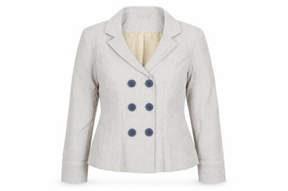 Papaya Womens Beige Striped Cotton Jacket Suit Jacket Size 14