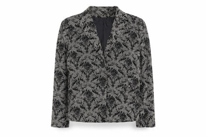 Grazia Womens Black Floral Polyester Jacket Suit Jacket Size 14