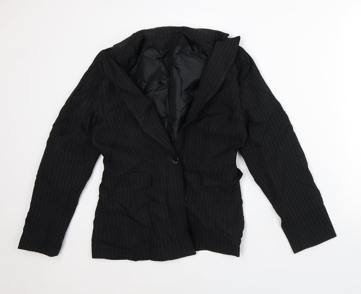 NL Collection Womens Black Striped Jacket Blazer Size 10
