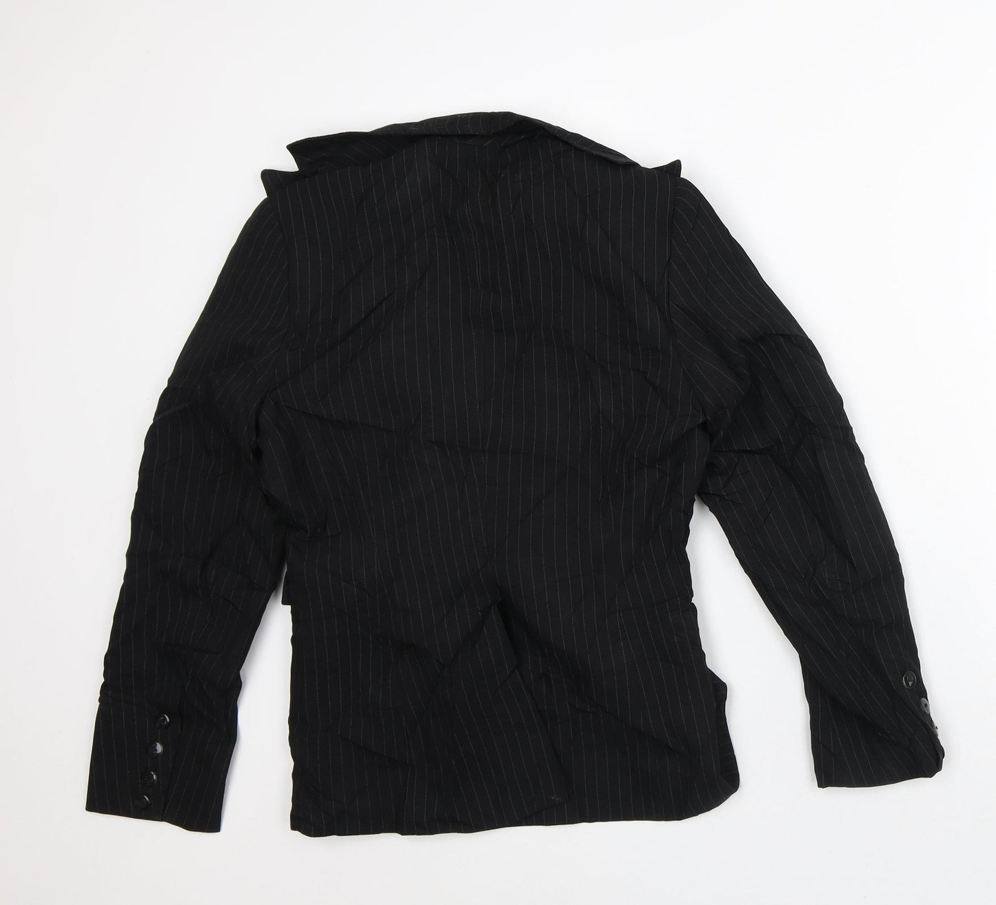 NL Collection Womens Black Striped Jacket Blazer Size 10
