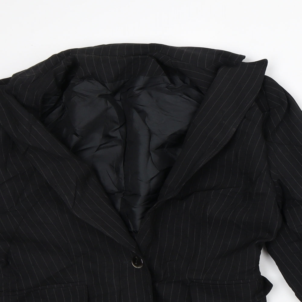 NL Collection Womens Black Striped Jacket Blazer Size 10