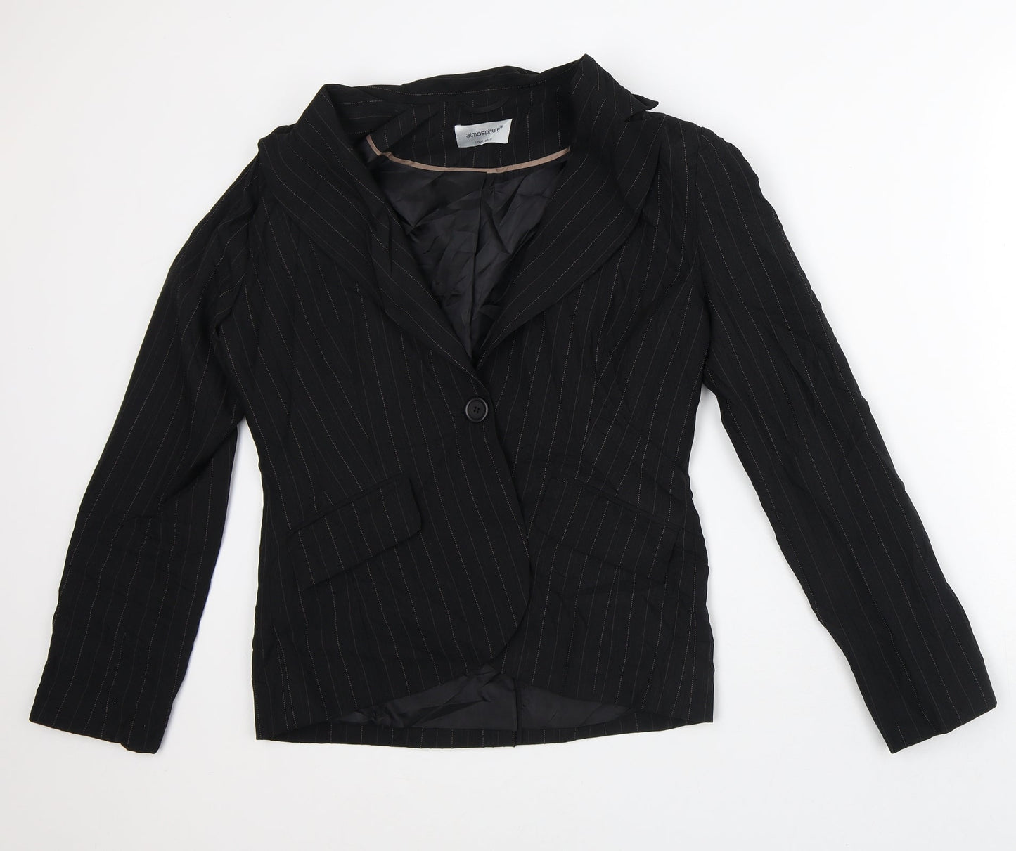 Atmosphere Womens Black Striped Jacket Blazer Size 12