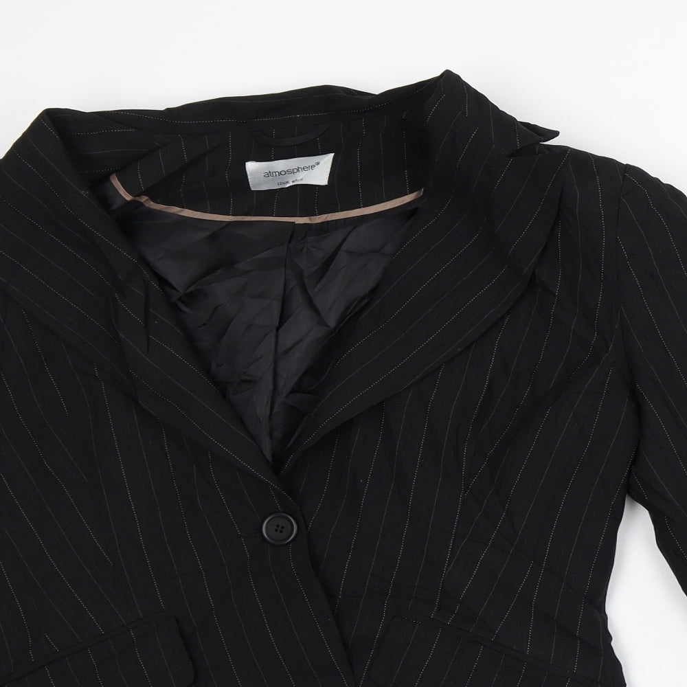 Atmosphere Womens Black Striped Jacket Blazer Size 12
